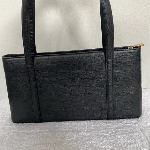 MCM Black Leather Tote Shoulder Bag with Gold Accents - Picture 7 of 13